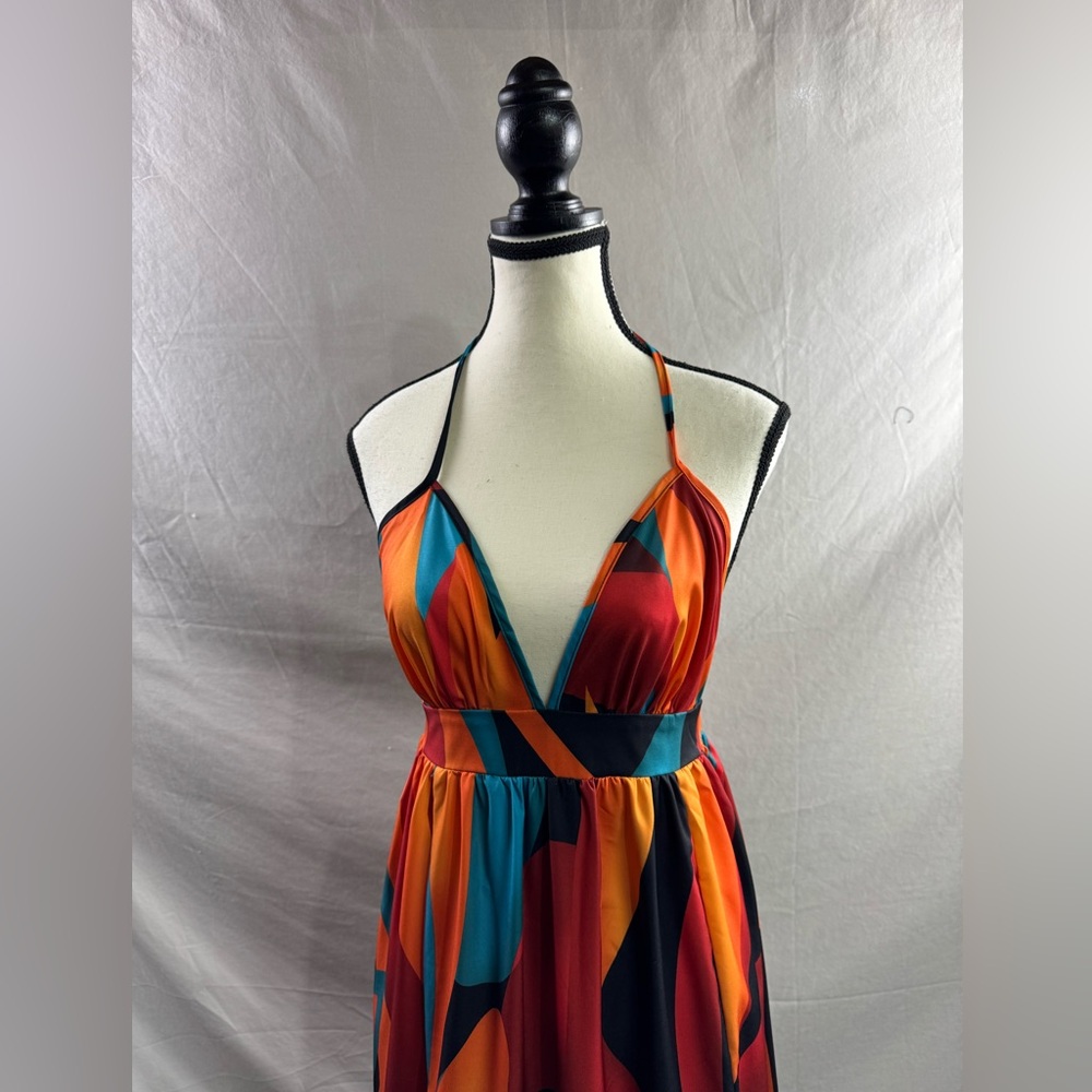 Boho Grahpic Print Cami Double Split Thigh Maxi Dress - Picture 7 of 9